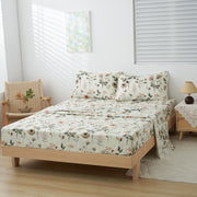 DaDalogy Enchanted Meadow Bed Sheet Set - Floral Harmony in Beige, Rose, and Soft Green, Premium Soft Microfiber, Machine Washable, Deep Pocket 14 - 15 Inches + Flat Sheet - DaDa Bedding Collection