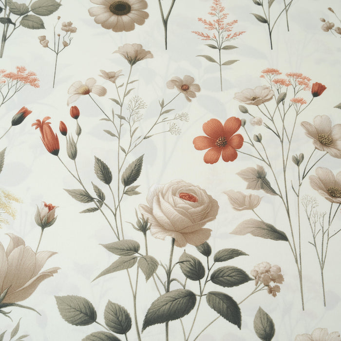 DaDalogy Enchanted Meadow Bed Sheet Set - Floral Harmony in Beige, Rose, and Soft Green, Premium Soft Microfiber, Machine Washable, Deep Pocket 14 - 15 Inches + Flat Sheet - DaDa Bedding Collection