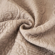 DaDa Bedding Elegant Fringed Cotton Quilted Throw Blanket - Luxurious Solid Soft Paisley Pattern, Cozy Lightweight Lap Throw, Perfect for Couch or Bed, Neutral Sandy Taupe Tan Beige, 50x60 Inches - DaDa Bedding Collection