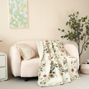 DaDa Bedding Collection Enchanted Meadow Reversible Floral Cozy Lightweight Lap Throw - Perfect for Couch or Bed, Beige Victorian Garden Pallete, All-Season Comfort, Machine Washable, 50x60 Inches - DaDa Bedding Collection