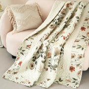 DaDa Bedding Collection Enchanted Meadow Reversible Floral Cozy Lightweight Lap Throw - Perfect for Couch or Bed, Beige Victorian Garden Pallete, All-Season Comfort, Machine Washable, 50x60 Inches - DaDa Bedding Collection
