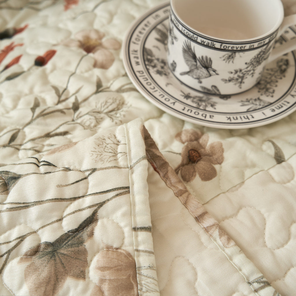 DaDa Bedding Collection Enchanted Meadow Reversible Floral Cozy Lightweight Lap Throw - Perfect for Couch or Bed, Beige Victorian Garden Pallete, All-Season Comfort, Machine Washable, 50x60 Inches - DaDa Bedding Collection