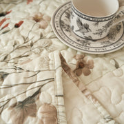 DaDa Bedding Collection Enchanted Meadow Reversible Floral Cozy Lightweight Lap Throw - Perfect for Couch or Bed, Beige Victorian Garden Pallete, All-Season Comfort, Machine Washable, 50x60 Inches - DaDa Bedding Collection