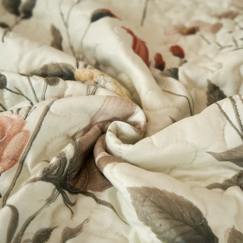 DaDa Bedding Collection Enchanted Meadow Reversible Floral Cozy Lightweight Lap Throw - Perfect for Couch or Bed, Beige Victorian Garden Pallete, All-Season Comfort, Machine Washable, 50x60 Inches - DaDa Bedding Collection