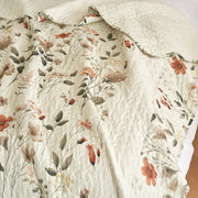 DaDalogy Enchanted Meadow Quilt Set - Victoria Garden Delicate Floral Symphony in Beige, Rose, and Soft Green, Luxuriously Soft Quilted Bedspread Set - DaDa Bedding Collection