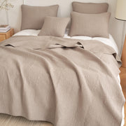DaDa Bedding Neutral Taupe Beige Sandy Elegant Matelasse Cotton Quilted Bedspread Set (JHW-585) - DaDa Bedding Collection
