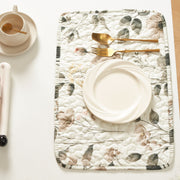 DaDalogy Enchanted Meadow Placemats - Set of 4, Floral Elegance in Beige, Rose, and Soft Green, Premium Soft Microfiber, Perfect for Any Meal, 13x19 Inches - DaDa Bedding Collection