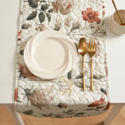 DaDalogy Enchanted Meadow Reversible Dinner Table Runner - Floral Elegance in Beige, Rose, and Soft Olive Green, Premium Soft Microfiber Quilted Table Runner - DaDa Bedding Collection