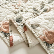 DaDalogy Enchanted Meadow Reversible Dinner Table Runner - Floral Elegance in Beige, Rose, and Soft Olive Green, Premium Soft Microfiber Quilted Table Runner - DaDa Bedding Collection