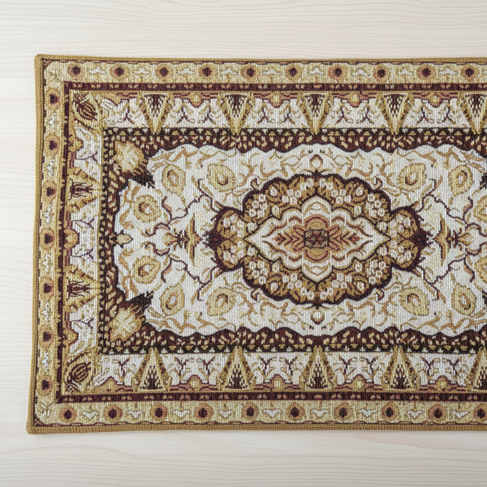 DaDa Bedding Set of 4-6 Pieces Royal Persian Style Rug Golden Brown Floral Tapestry Placemats 13” x 19” (18119)