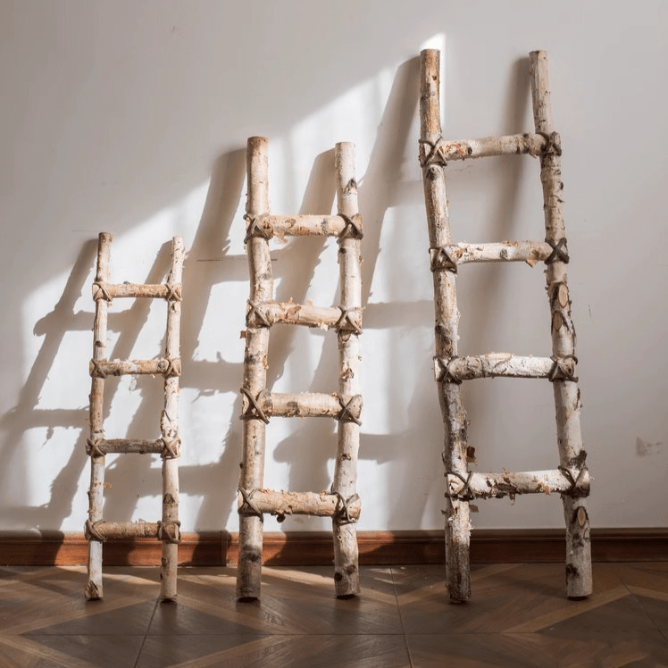 White Birch Wood Decorative Ladder (Shipping fees may apply)