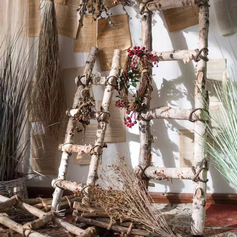 White Birch Wood Decorative Ladder (Shipping fees may apply)