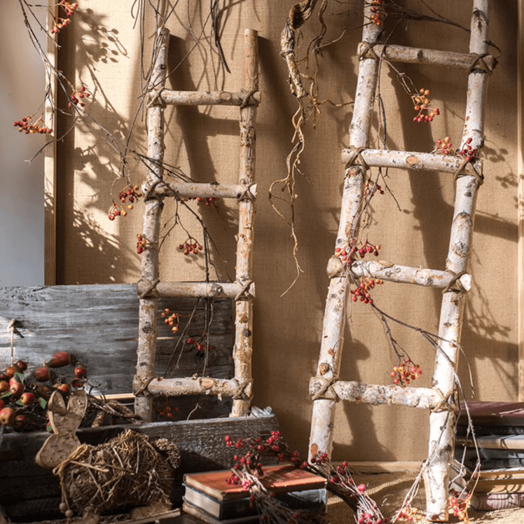 White Birch Wood Decorative Ladder (Shipping fees may apply)