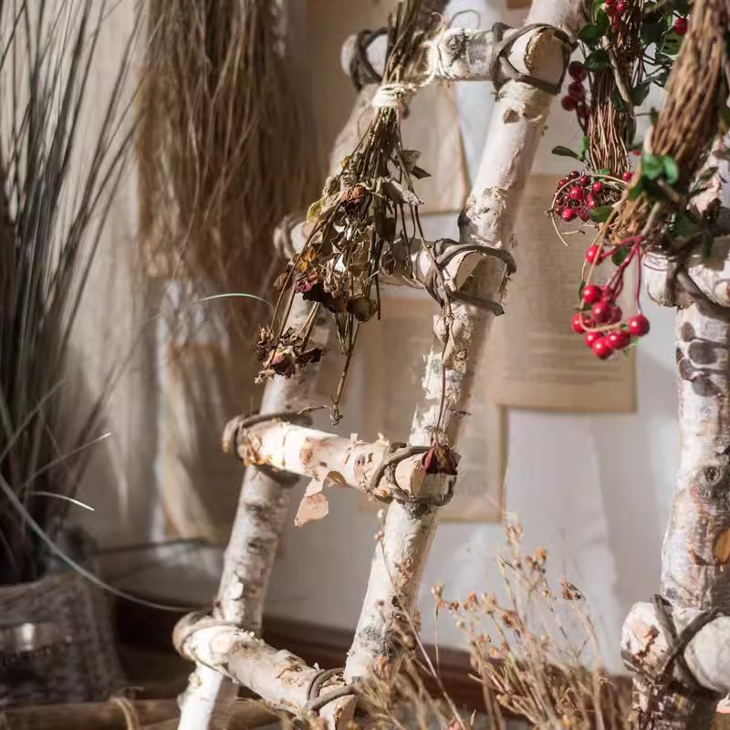 White Birch Wood Decorative Ladder (Shipping fees may apply)