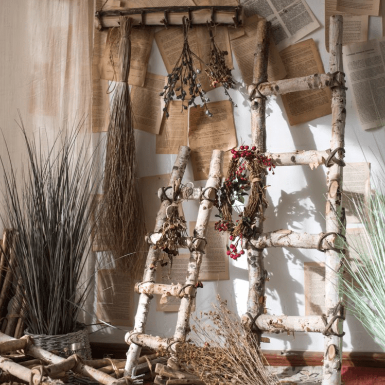 White Birch Wood Decorative Ladder (Shipping fees may apply)