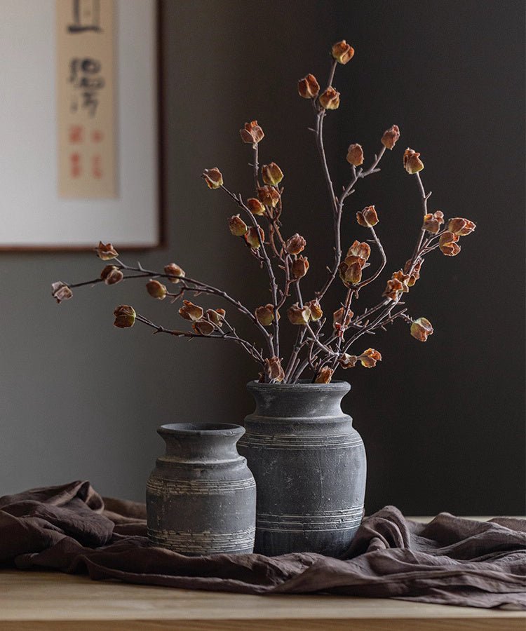 Handmade Gray Clay Pottery Vase (Shipping fees may apply)