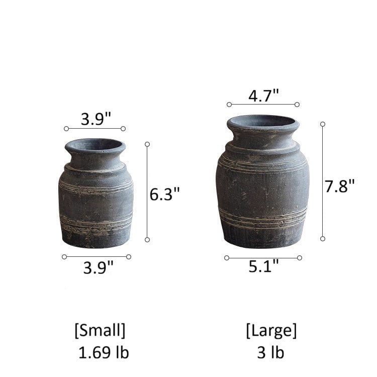 Handmade Gray Clay Pottery Vase (Shipping fees may apply)