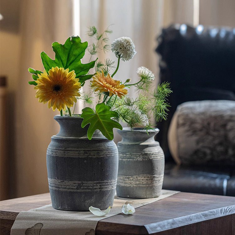 Handmade Gray Clay Pottery Vase (Shipping fees may apply)