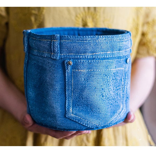Pants for Plants Blue Jeans Cement Flower Pot (Shipping fees may apply)