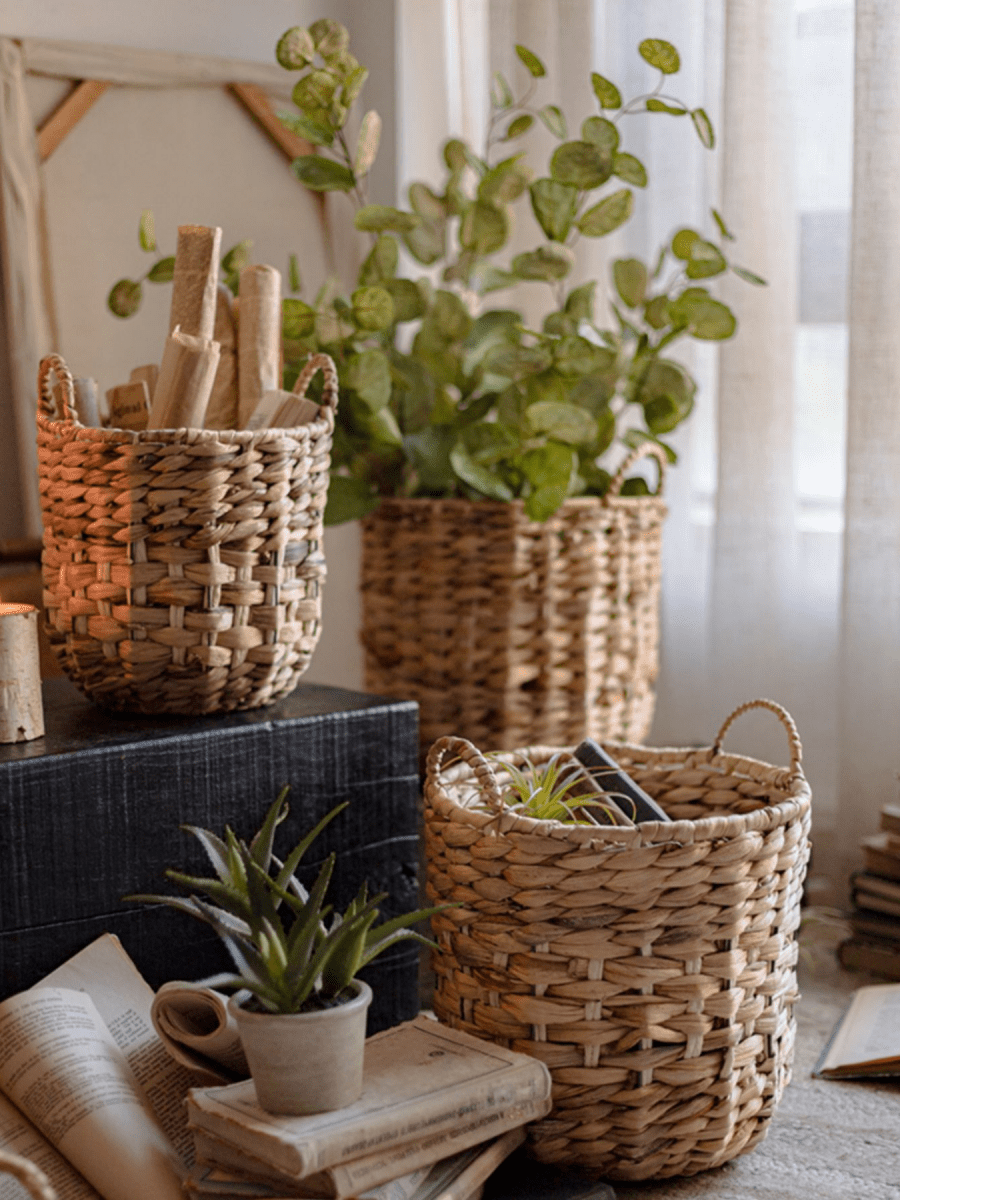 Natural Straw Round Basket with Handles (Shipping fees may apply)