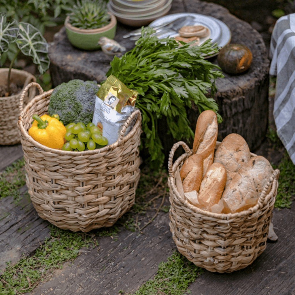 Natural Straw Round Basket with Handles (Shipping fees may apply)