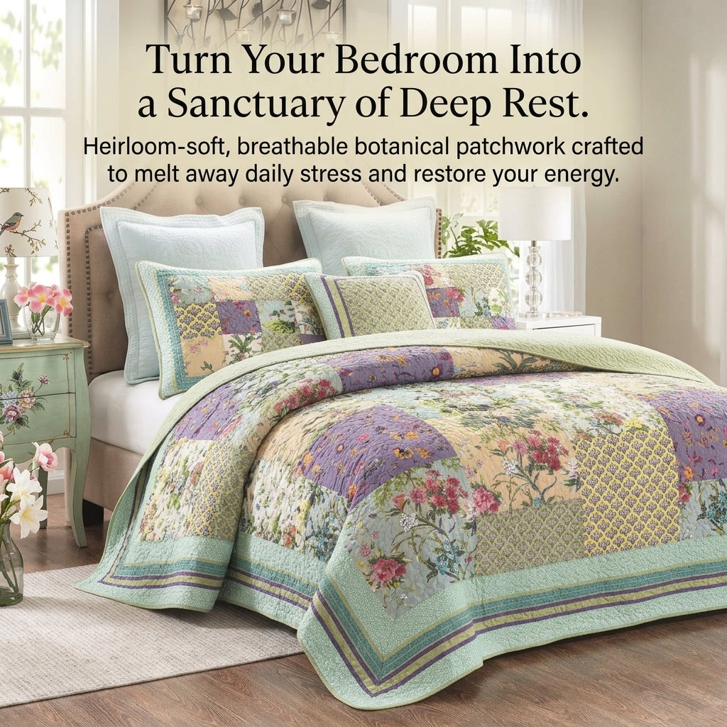 DaDa Bedding Frosted Pastel Gardenia Bohemian Cotton Patchwork Bedspread Set (JHW-604)