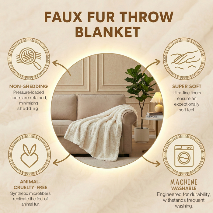 DaDa Bedding Luxury White Roses Fluffy Soft Sherpa Backside Faux Fur Throw Blanket (K11)