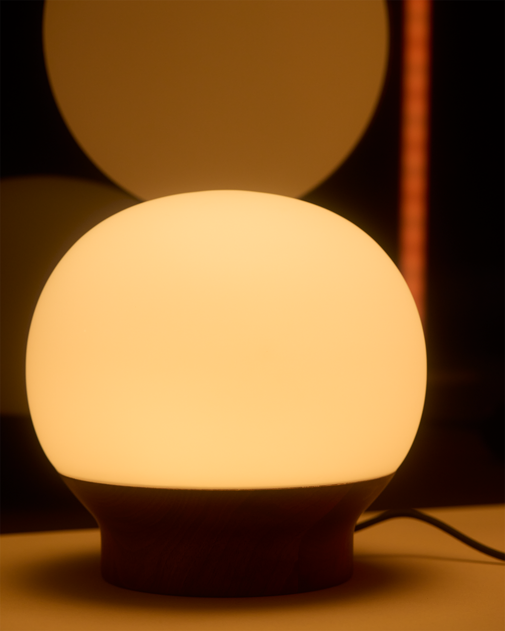 Brightech Marlow Walnut & Glass Table Lamp (Shipping fees may apply)