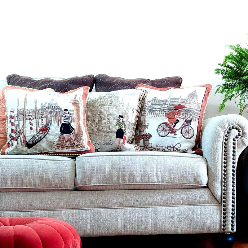 Tache Girls Day Out  Woven Throw Pillow Cushion Covers