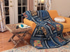 DaDa Bedding Bohemian Floral Midnight Ocean Blue Cotton Patchwork Bedspread Set (JHW-572) - DaDa Bedding Collection