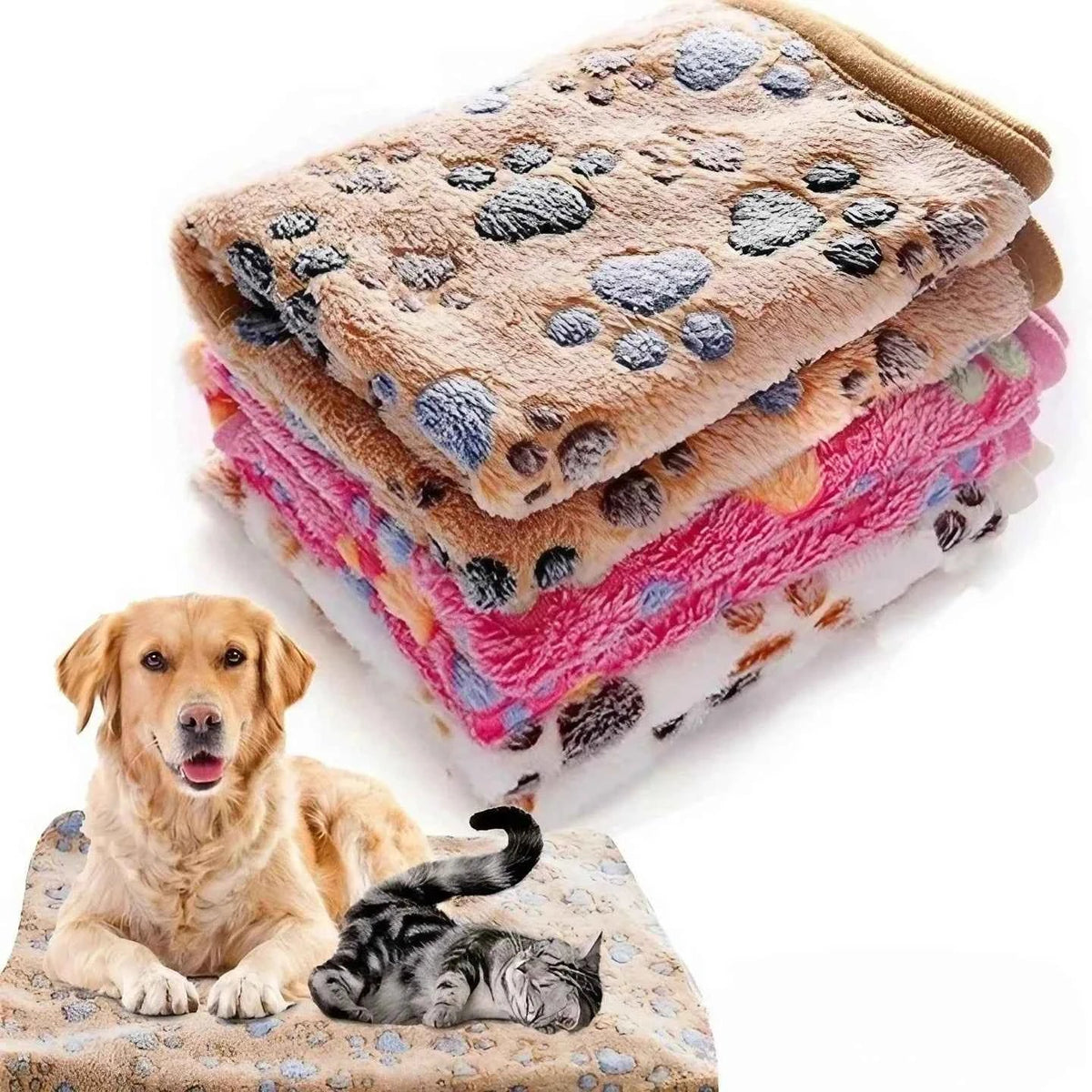 Soft Fleece Pet Blanket for Dogs & Cats – Cartoon Pattern (Shipping charges may apply)