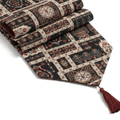 Woven Mughal Floral Tapestry Table Runner, Dark Noir Botanical Vintage Fleur
