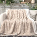DaDalogy Bedding Champagne Ivory Faux Fur Throw Blanket - Dreamy Gold Geometric Embossed Sherpa Backside - Super Soft Warm Cozy Plush Fluffy - DaDa Bedding Collection