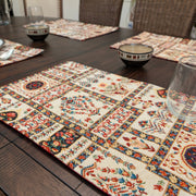 DaDalogy Bedding Set of 4-Pieces Light White Mughal Floral Botanical Cottage Fleur Tapestry Placemats 13” x 19” (18196) - DaDa Bedding Collection