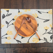 DaDa Bedding Set of 4-Pieces Sunshine Yellow Fleur Spring Tapestry Dining Table Placemats 13” x 19” (18112) - DaDa Bedding Collection