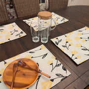 DaDa Bedding Set of 4-Pieces Sunshine Yellow Fleur Spring Tapestry Dining Table Placemats 13” x 19” (18112) - DaDa Bedding Collection