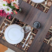 DaDalogy Bedding Set of 4-Pieces Dark Noir Mughal Floral Botanical Vintage Fleur Tapestry Placemats 13” x 19” (18197) - DaDa Bedding Collection