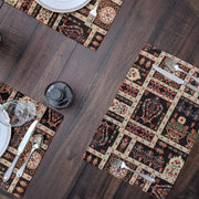 DaDalogy Bedding Set of 4-Pieces Dark Noir Mughal Floral Botanical Vintage Fleur Tapestry Placemats 13” x 19” (18197) - DaDa Bedding Collection