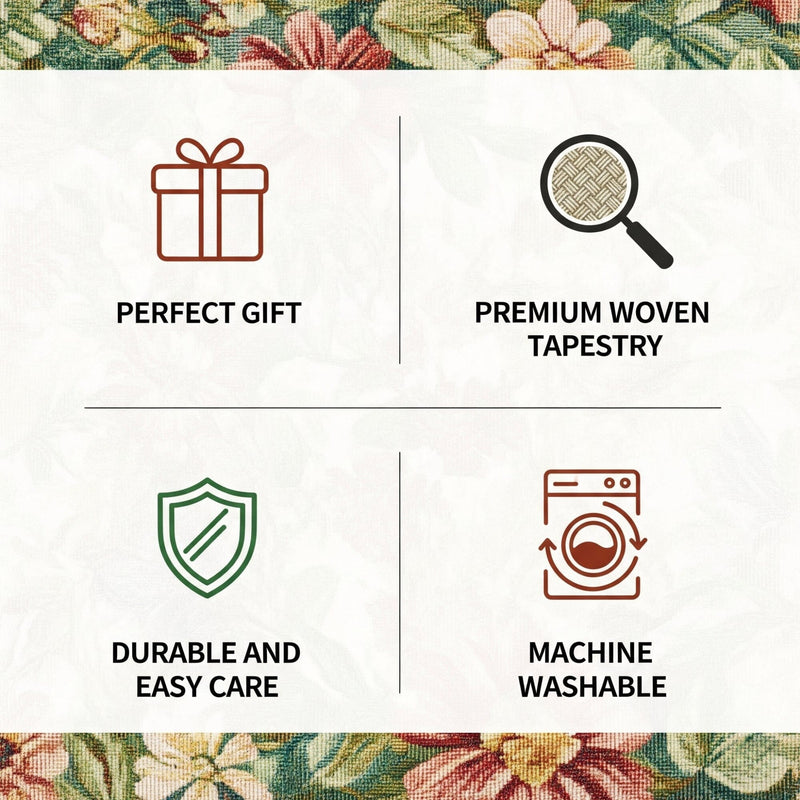 DaDa Bedding Set of 4-Pieces Vintage Romantic Roses Lovely Pink Floral Tapestry Placemats 13” x 19” (879)