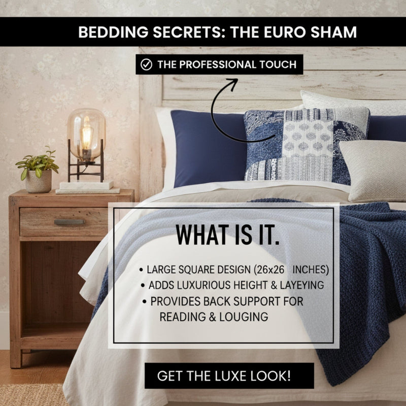 DaDa Bedding Patchwork Denim Blue Elegance Bohemian Euro Sham - 26” x 26" - 1PC (JHW660)