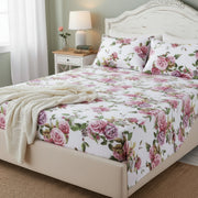 floral pink roses sheet set