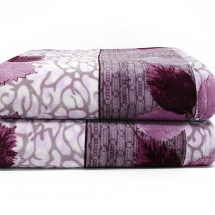DaDa Bedding Orchid Blossoms Striped Floral Lavender Plush Fleece Flannel Throw Blanket (XY9833)