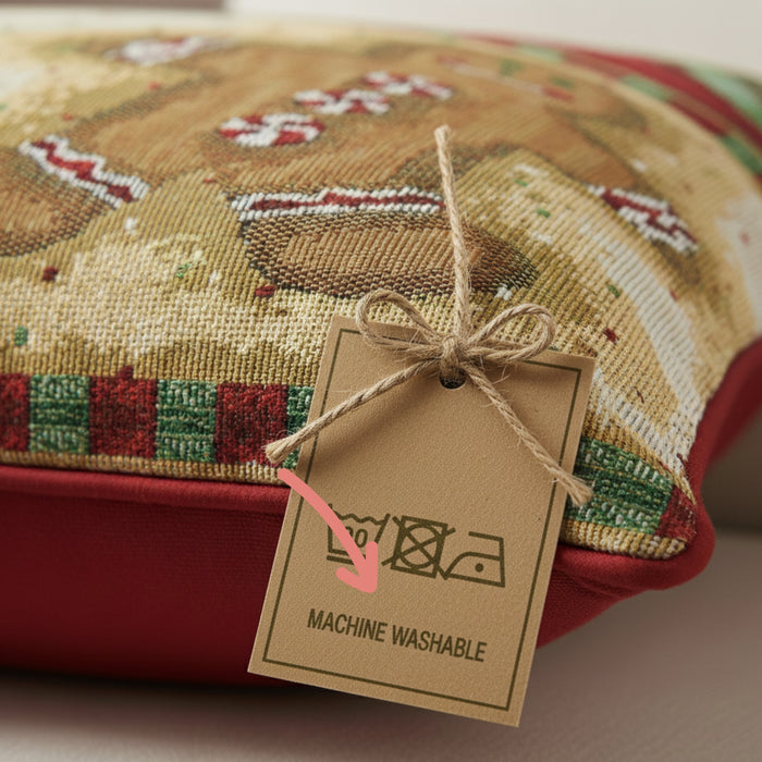 DaDa Bedding Gingerbread Snowman Woven Tapestry Throw Pillow Covers 16" x 16" (12917)