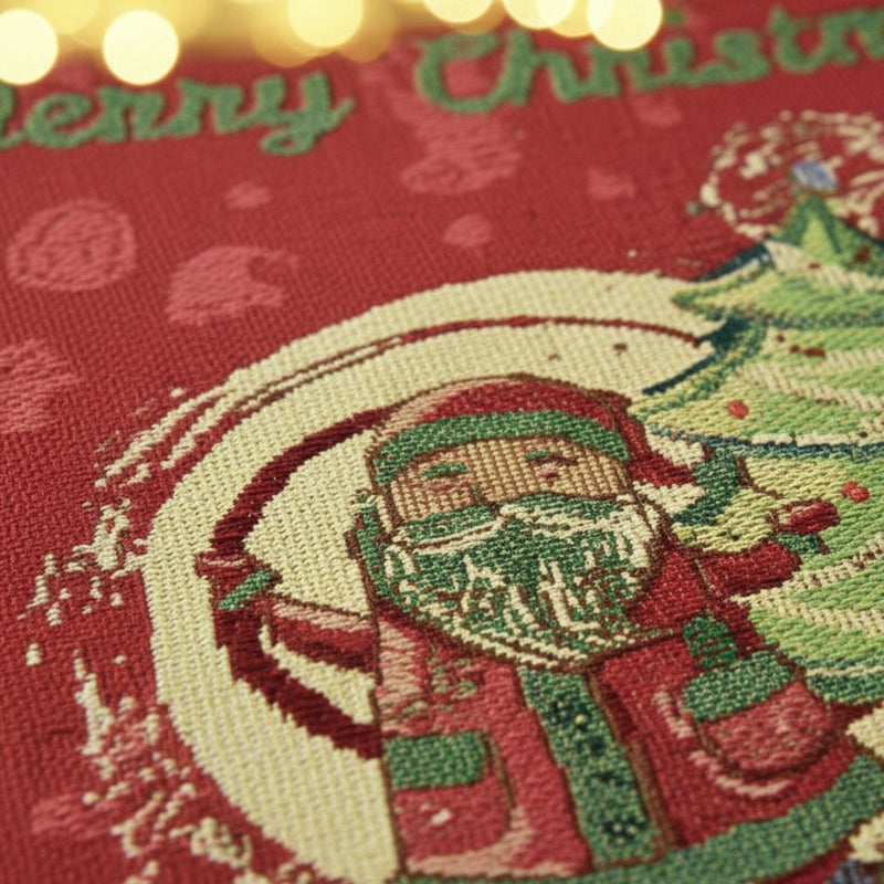 DaDa Bedding Set of 4-Pieces Red Santa Claus Christmas Tapestry Placemats 13” x 19” (17615)