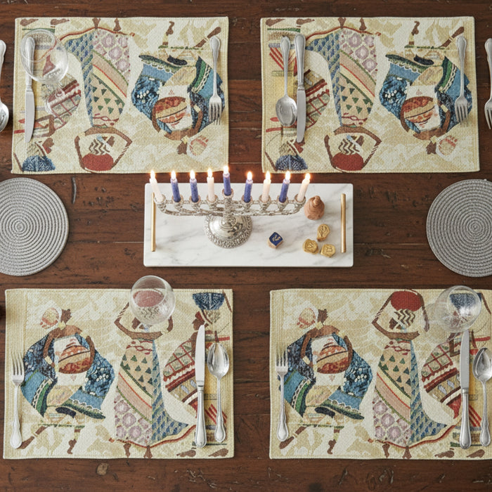DaDa Bedding Set of 4-Pieces Dancing Women African Kwanzaa Tapestry Dining Table Placemats 13” x 19” (18117)
