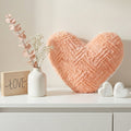 DaDa Bedding Heart Shaped Pillow Coral Peach Pink Faux Fur & Sherpa Soft Decorative Throw Pillow - 14x16 inches Coral Peach for Valentine's Day or Any Special Occasion