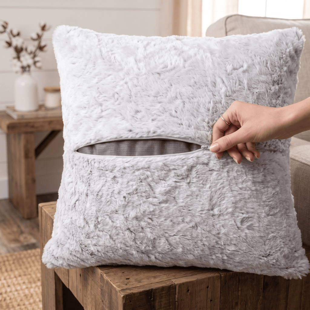 DaDalogy Bedding Dreamy Milky Way White & Purple Embossed Faux Fur Euro Throw Pillow Cover (M3395)
