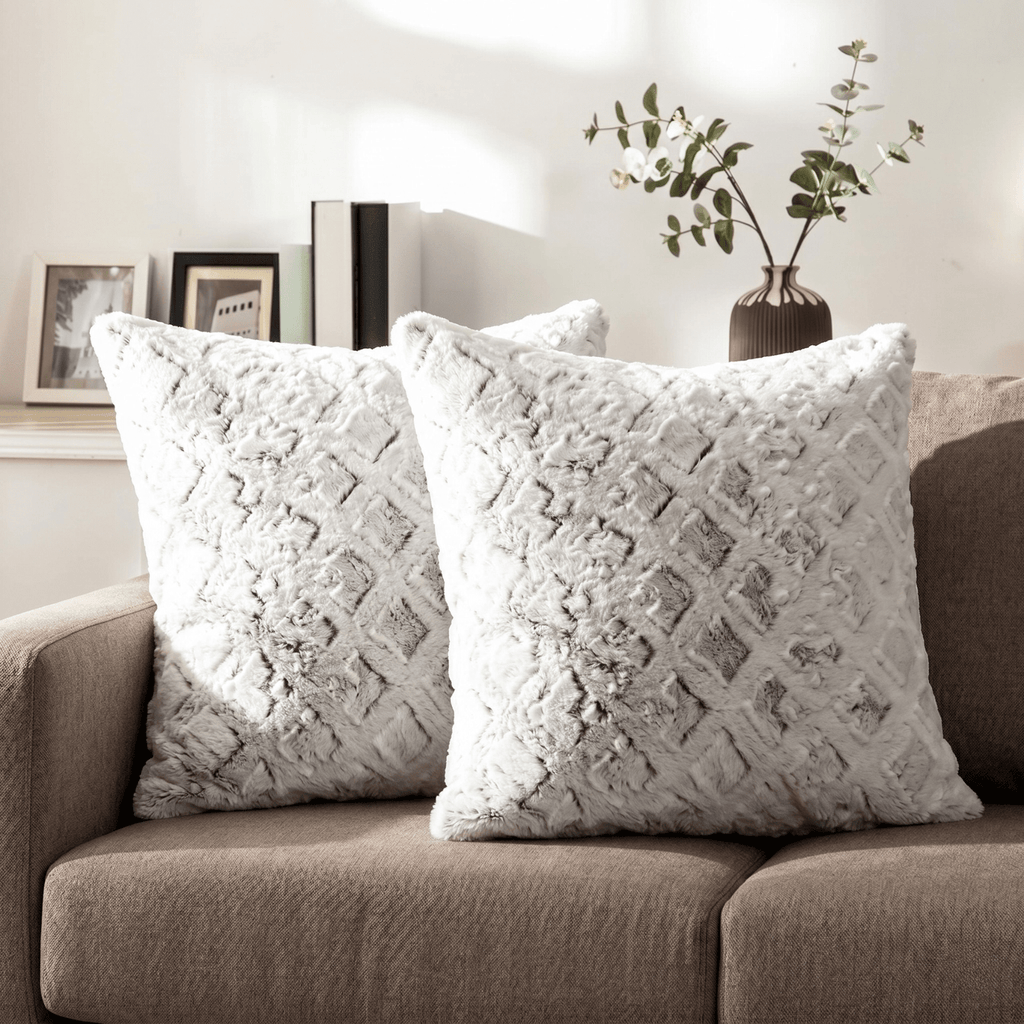 DaDalogy Bedding Dreamy Milky Way White & Purple Embossed Faux Fur Euro Throw Pillow Cover (M3395)