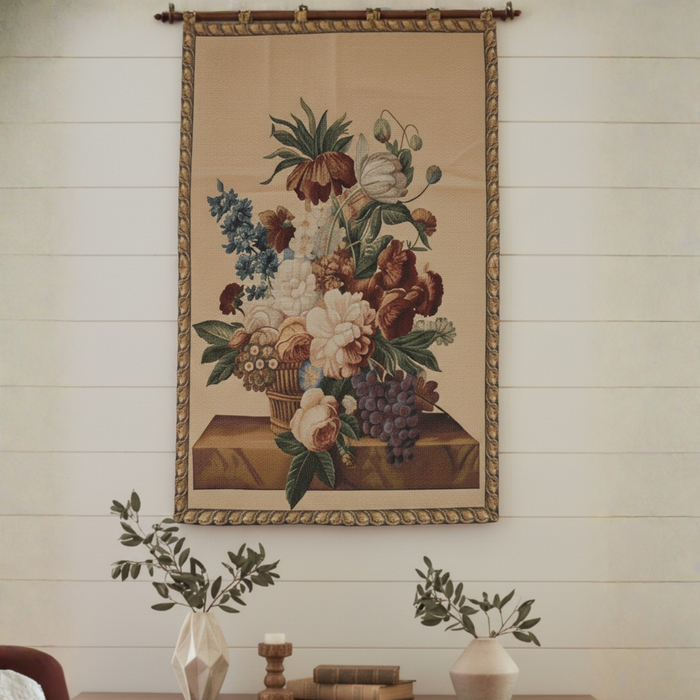 DaDa Bedding Spring Harvest Elegant Botanical Baroque Woven Tapestry Wall Hanging - 28" x 43"