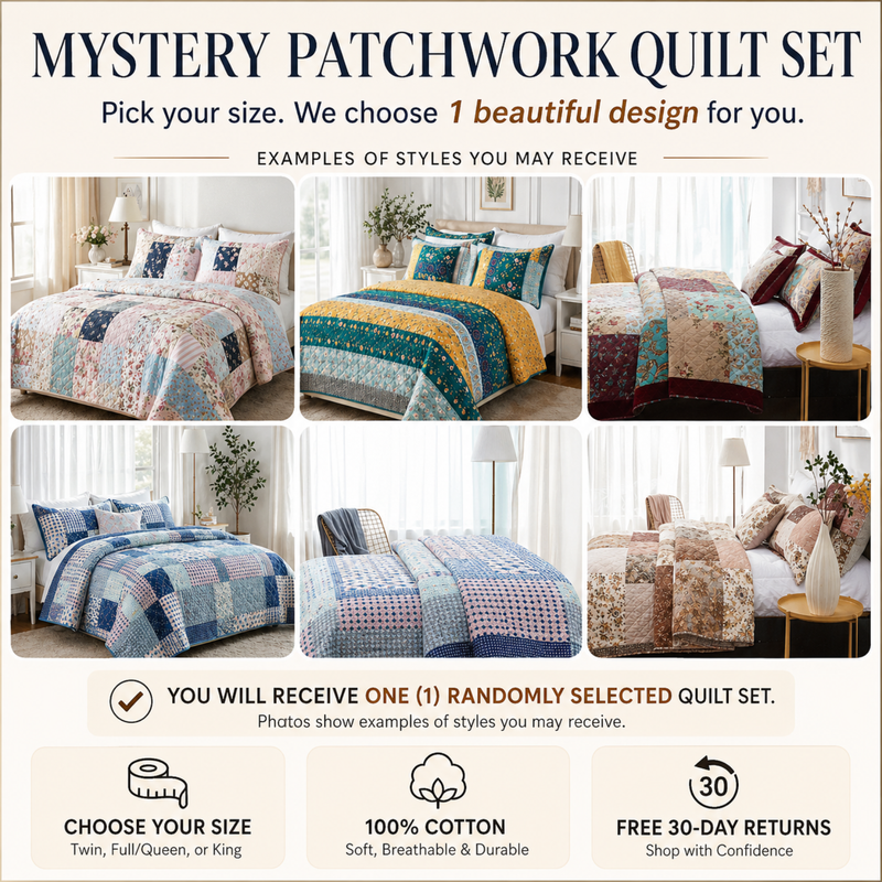 Random Mystery Box -  Cotton Patchwork Quilted Bedspread Coverlet Set